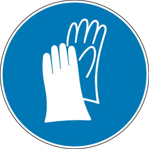 Brady - Panneau d'obligation rigide Aluminium - Gants de sécurité obligatoires - Ø 20 cm - ISO 7010