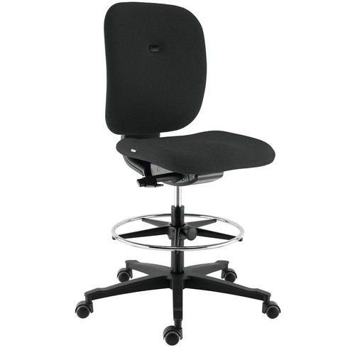 Siège Haut Horra Dossier Moyen Repose Pied Tapissé Noir