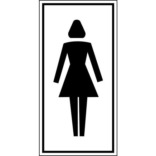 Brady - Pictogramme Toilettes Dames Adhésif Polyester 15x7.5cm Noir Blanc