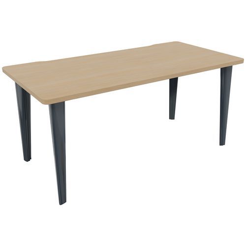 Vinco - Bureau droit Evidence L.180xP.80cm Chêne Clair Pied Anthracite - 74cm Hauteur - 64% Recyclé - Éco-label NF Environnement