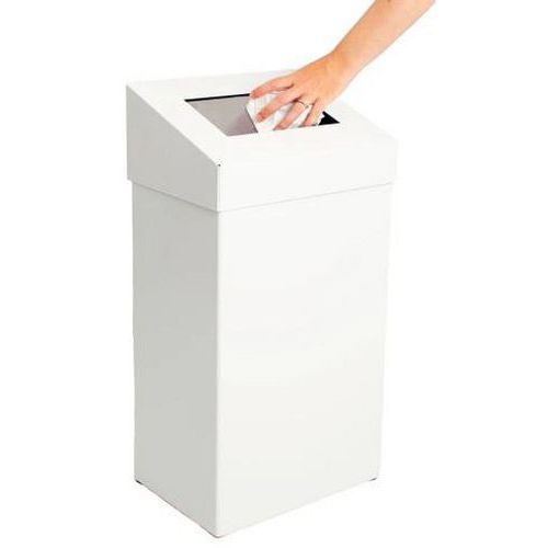 Poubelle Pour Sanitaire Métal Blanc à Couvercle Bascu Lant 50l