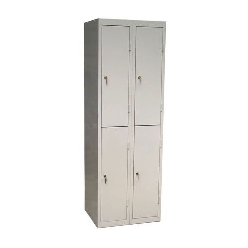 Vestiaire DURO MONT - 4 casiers avec serrure - Acier Gris Clair - 180x60x50cm - À monter