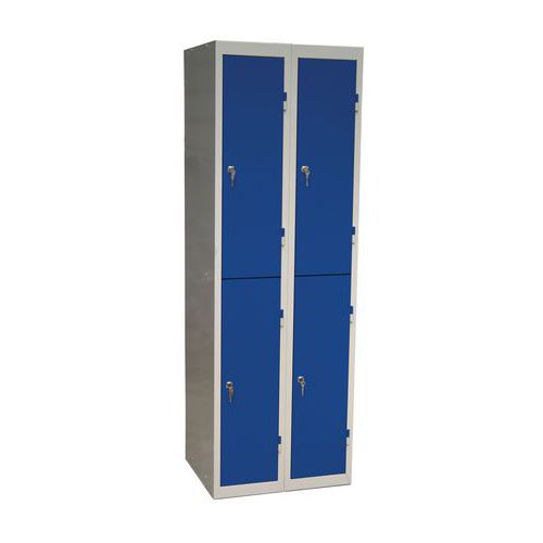 Vestiaire DURO MONT - 4 casiers à clé - Acier Bleu/Gris Clair - 180x60x50cm - Montage facile