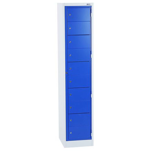 Armoire Linge Propre 10 Cases Gris/bleu Sur Socle