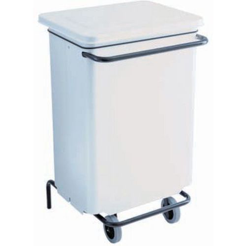 Conteneur Mobile à Pédale Acier - 70 L - Blanc