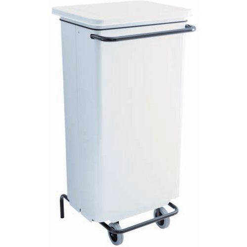 Conteneur Mobile à Pédale Acier - 110 L - Blanc