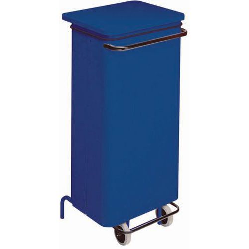 Conteneur Mobile à Pédale Acier - 110 L - Bleu