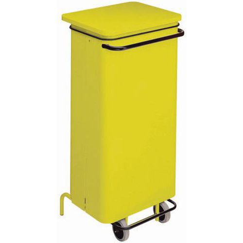 Conteneur Mobile à Pédale Acier - 110 L - Jaune