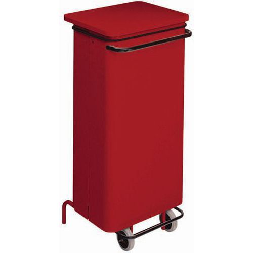 Conteneur Mobile à Pédale Acier - 110 L - Rouge