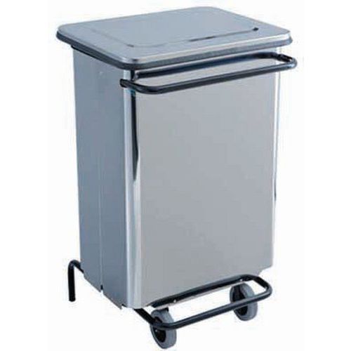 Conteneur Mobile à Pédale Inox Brossé - 70 L