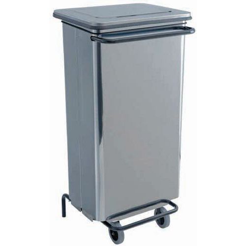 Conteneur Mobile à Pédale Inox Brossé - 110 L