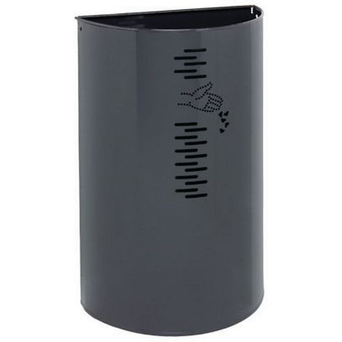 Medial - Corbeille à déchets extérieure 40L Gris - Acier galvanisé poudré polyester - Ronde et Robuste