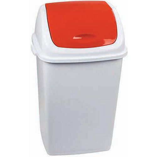 Poubelle D'extérieur à Couvercle Basculant Rif Basic - Blanc-rouge - 50l