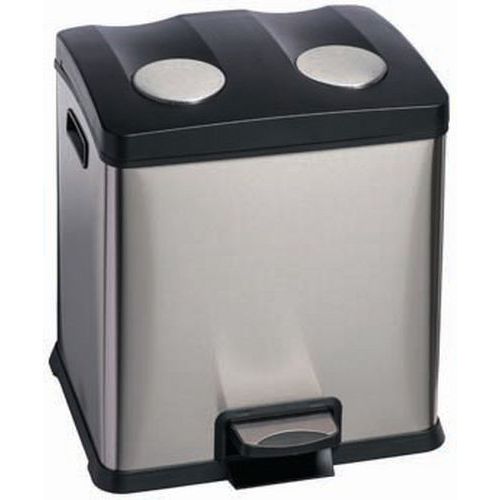 Poubelle Pédale Tri Sélectif Multiflux 24 - Brossé - 2x12 L