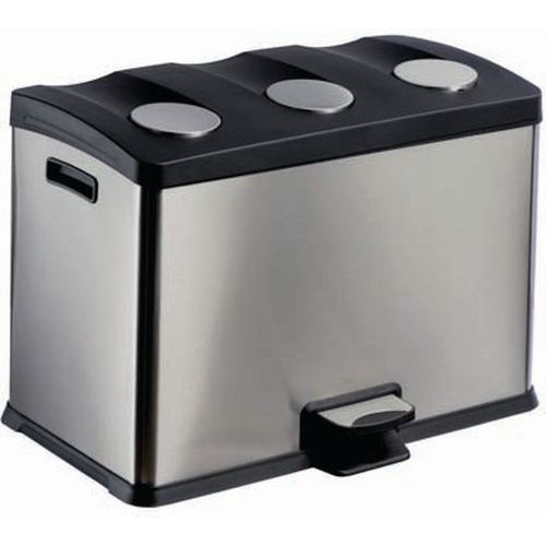 Poubelle Pédale Tri Sélectif Multiflux 24 - Brossé - 3x12 L
