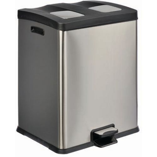 Poubelle Pédale Tri Sélectif Multiflux - Brossé - 2x30 L