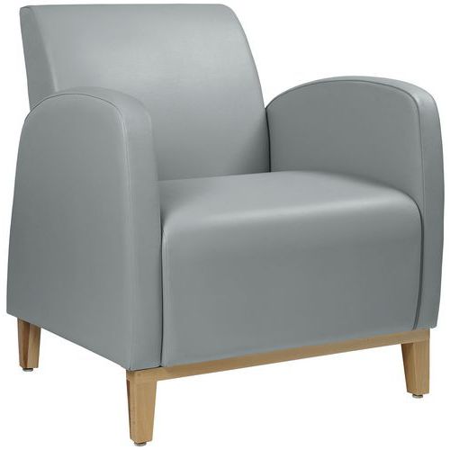 GGI - Fauteuil Marsan Beige - Pieds Hêtre Bois - PVC Pierre - 1 Place - Espace Détente - M1
