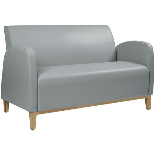GGI - Canapé 2 places Marsan Beige - Pieds Hêtre Bois - PVC Pierre - 132x79x45cm - Confort & Durabilité