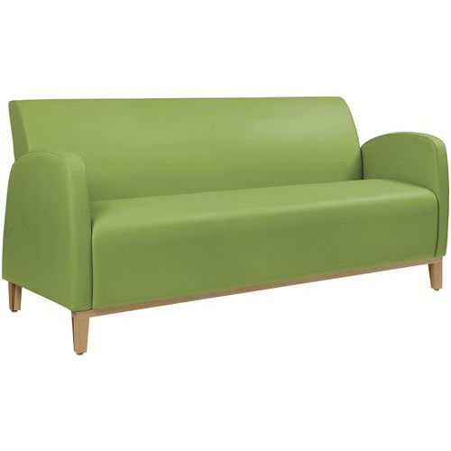GGI - Canapé 3 places Marsan - Vert - Pieds en bois - Mousse haute densité - Confortable et durable