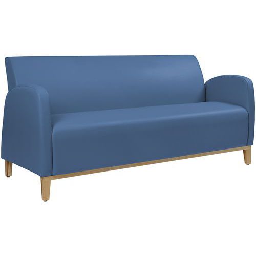 GGI - Canapé 3 places Marsan Bleu - Pieds Hêtre Bois - Mousse Confortable - 167cm Largeur - Idéal Salon