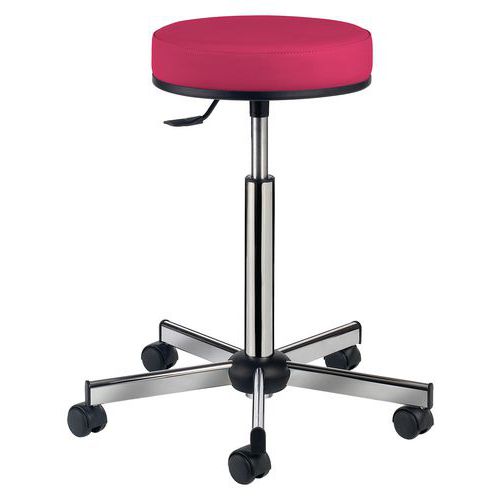 Tabouret Laboratoire sur roulettes assise confort fuchsia - GGI
