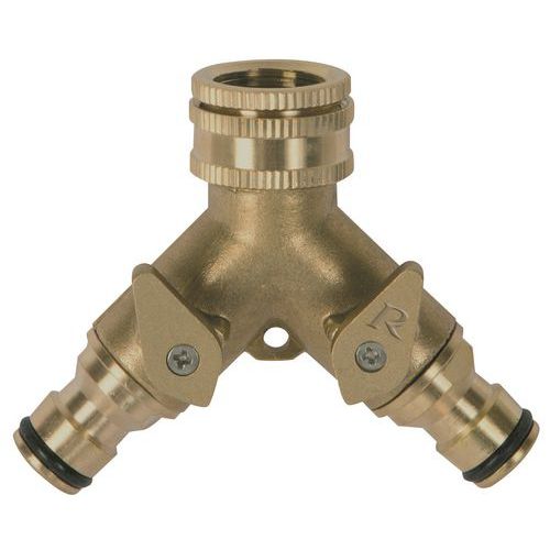 Nez De Robinet Laiton 3/4-1/2" 2 Sorties Rapides Vannes Ar
