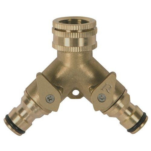 Nez De Robinet Laiton 3/4-1/2" 2 Sorties 3/4" - Vannes Arrêt