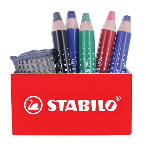 1 Kit : Pot aimanté + 5 crayons marqueurs STABILO MARKdry + 1 chiffonnette thumbnail image 1