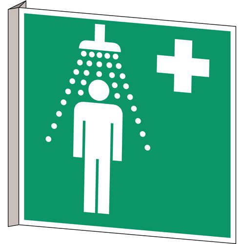 Brady - Panneau Secours Douche de Sécurité PVC Rigide 20x20cm Norme ISO 7010