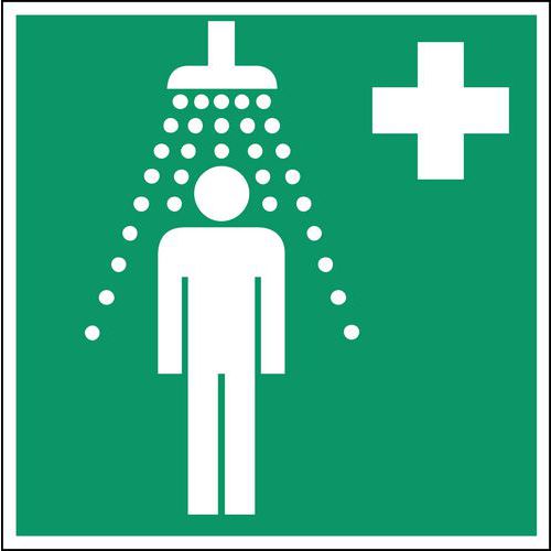 Brady - Panneau Secours Douche de Sécurité Rigide Polypropylène 20x20cm ISO 7010