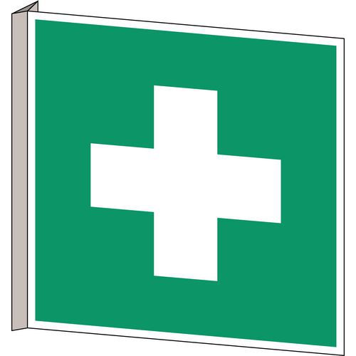 Brady - Panneau Secours PVC Rigide 20x20cm - Signalétique d'évacuation ISO 7010
