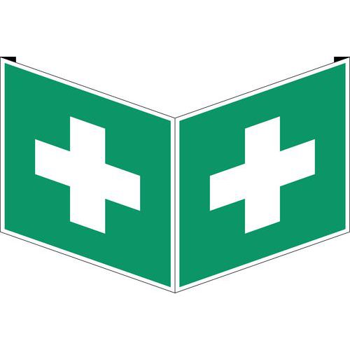 Brady - Panneau Secours Premiers Secours PVC Rigide Angle 20x20cm ISO 7010