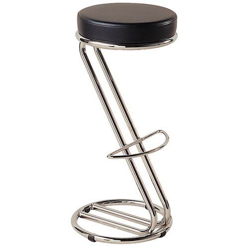 Lot de 2 - Tabouret Haut Noir Simili Cuir Pietement Chromé