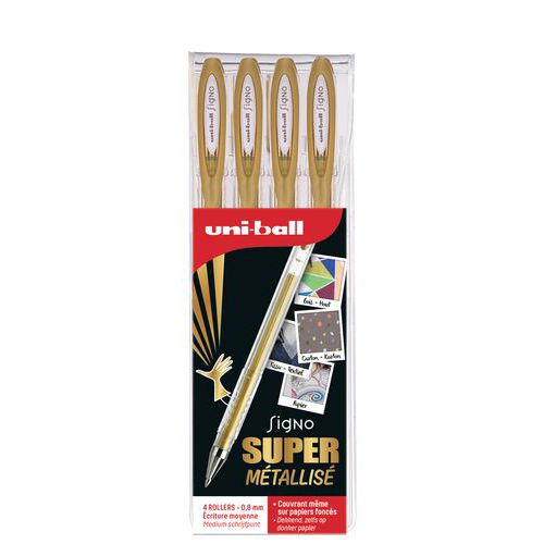 Pochette De 4 Stylo Gel Uni-ball Signo - Or