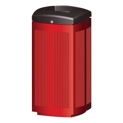 Poubelle d'extérieur Toscane 60 L Rouge - Plastique Résistant - Ouverture Fente - Idéale Entrepôt