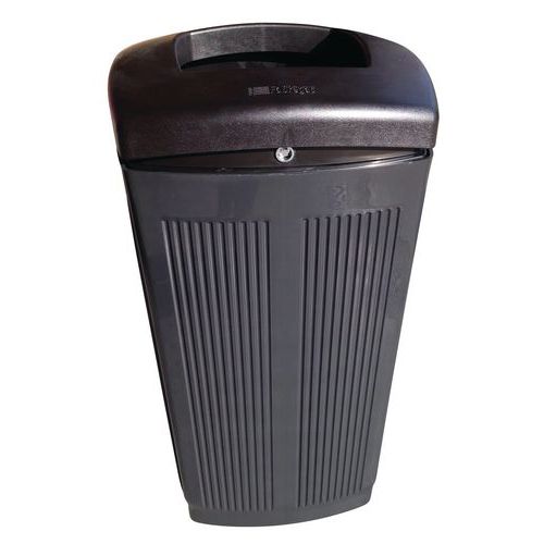 Poubelle extérieur Toscane 60 L Gris - Plastique Robuste - Ouverture Fente - Idéale pour Jardin et Entrepôt