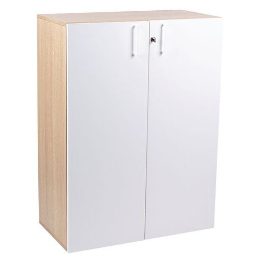 Armoire à Portes Battantes H.123 Cm Chêne/blanc Manutan