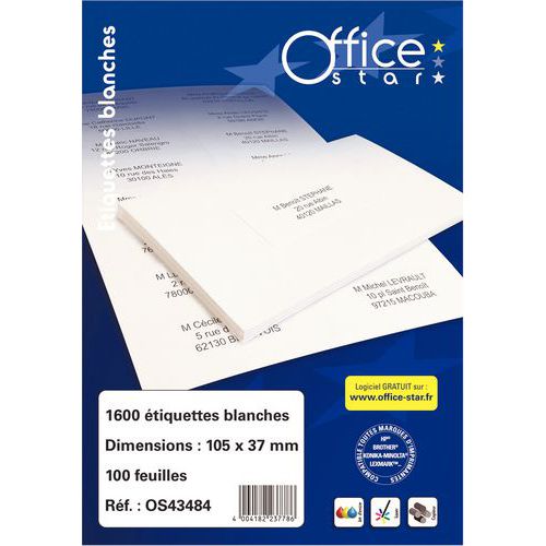 Lot De 400 Etiquettes Office Star 485 X 254 Mm