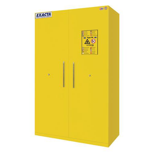 Exacta - Armoire Sécurité Anti-Feu 90 Min Jaune 2 Portes - 220L - Acier - Pour Inflammables