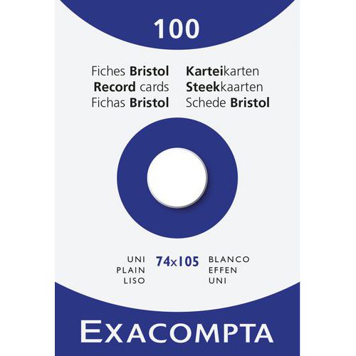 Étui De 100 Fiches Bristol Uni Non Perforé 74x105mm - Blanc