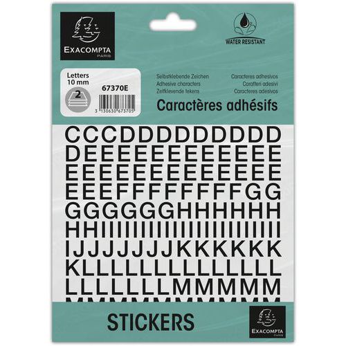 Pochette De Lettres Adhésives Noires A-z 10 Mm