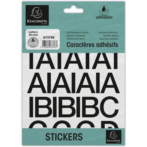 Pochette De Lettres Adhésives Noires A-z 30 Mm