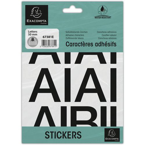 Pochette De Lettres Adhésives Noires A-z 50 Mm