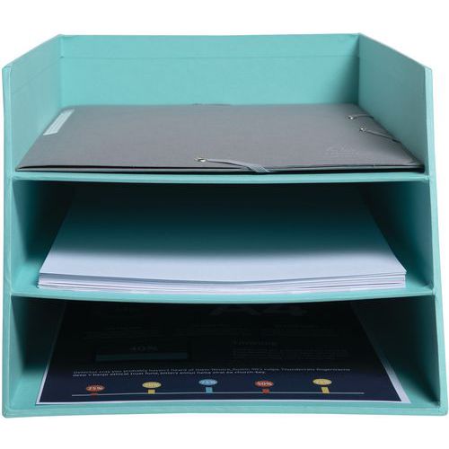 Corbeille à Courrier Combo 3 Niveaux Teksto - Vert D'eau