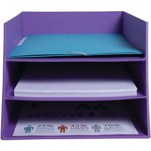 Corbeille à Courrier Combo 3 Niveaux Teksto - Violet