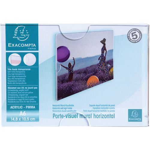 Porte Visuel Mural Horizontal A6 - Cristal