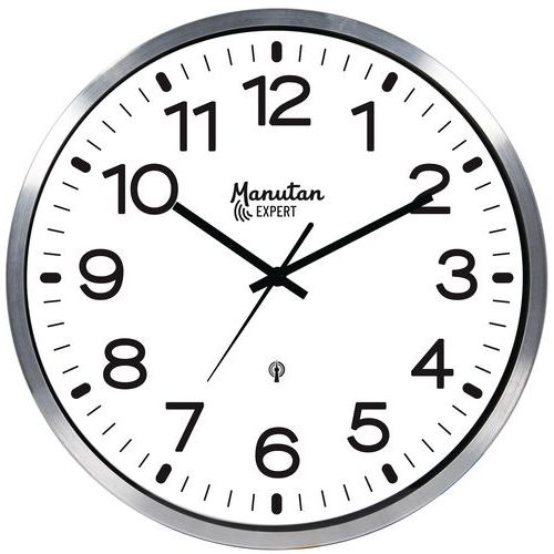 Horloge Analogique Murale Radio-pilotée Ø30 Cm Alu - Manutan