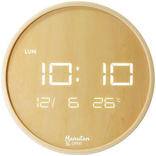 Horloge Murale Led Ronde Bois - Manutan