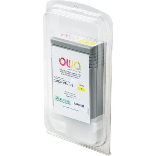 Owa - Cartouche d'encre traceur remanufacturée Canon PFI-102 Jaune - 0.13 L - Éco-responsable, 98% recyclé