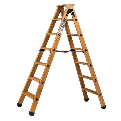 Escabeau Double Accès Bois 2x6 Marches + Tablette